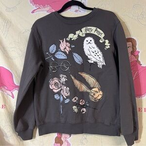Harry Potter Graphic Women's Crew Neck Sweater - Gray